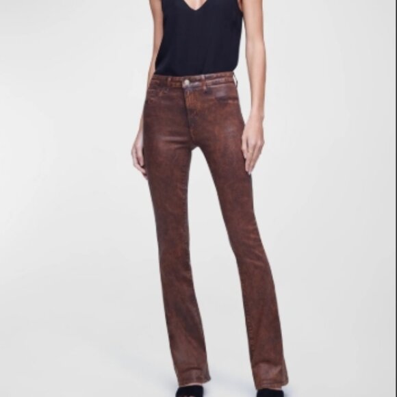 L'Agence Selma High-Rise Sleek Baby Boot Jeans Cocoa Mineral Coated -25 NWT - Picture 10 of 14
